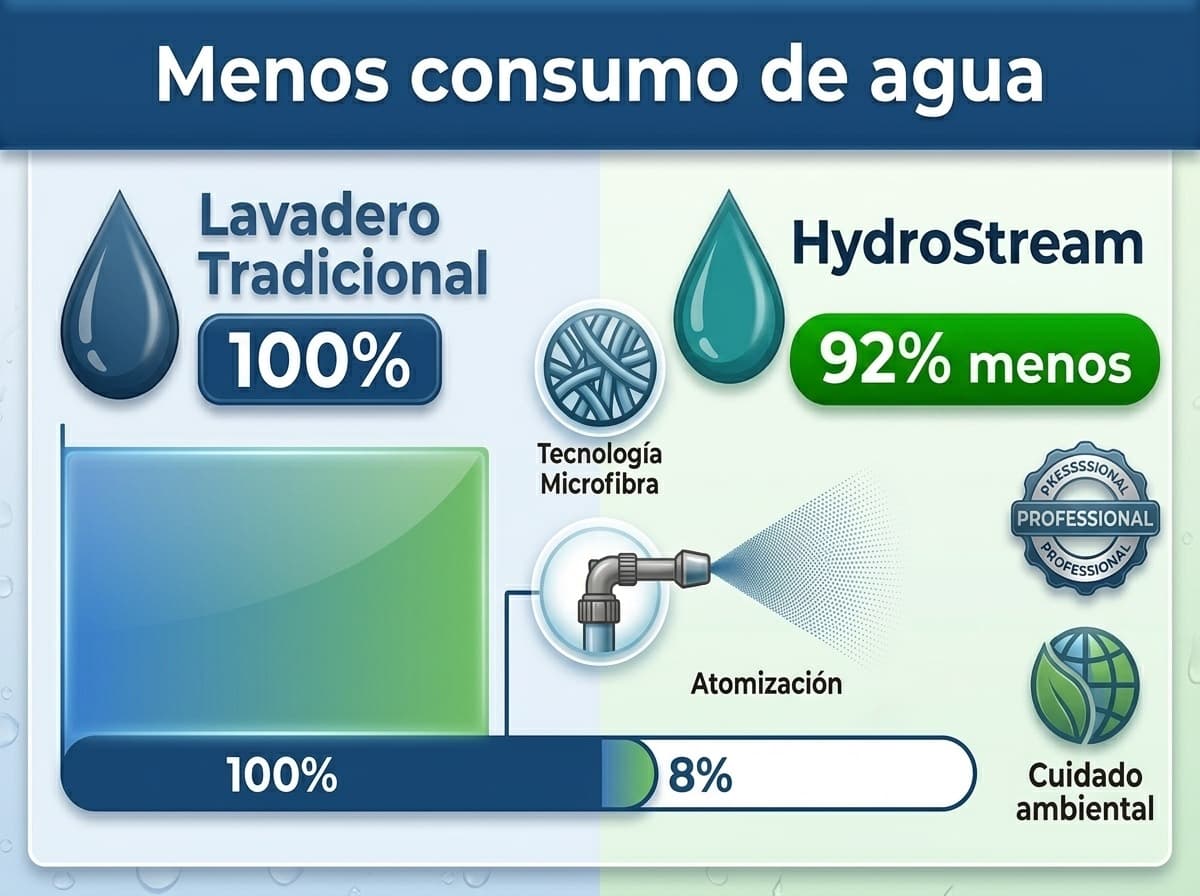 Sistema de lavado eficiente con minimo consumo de agua
